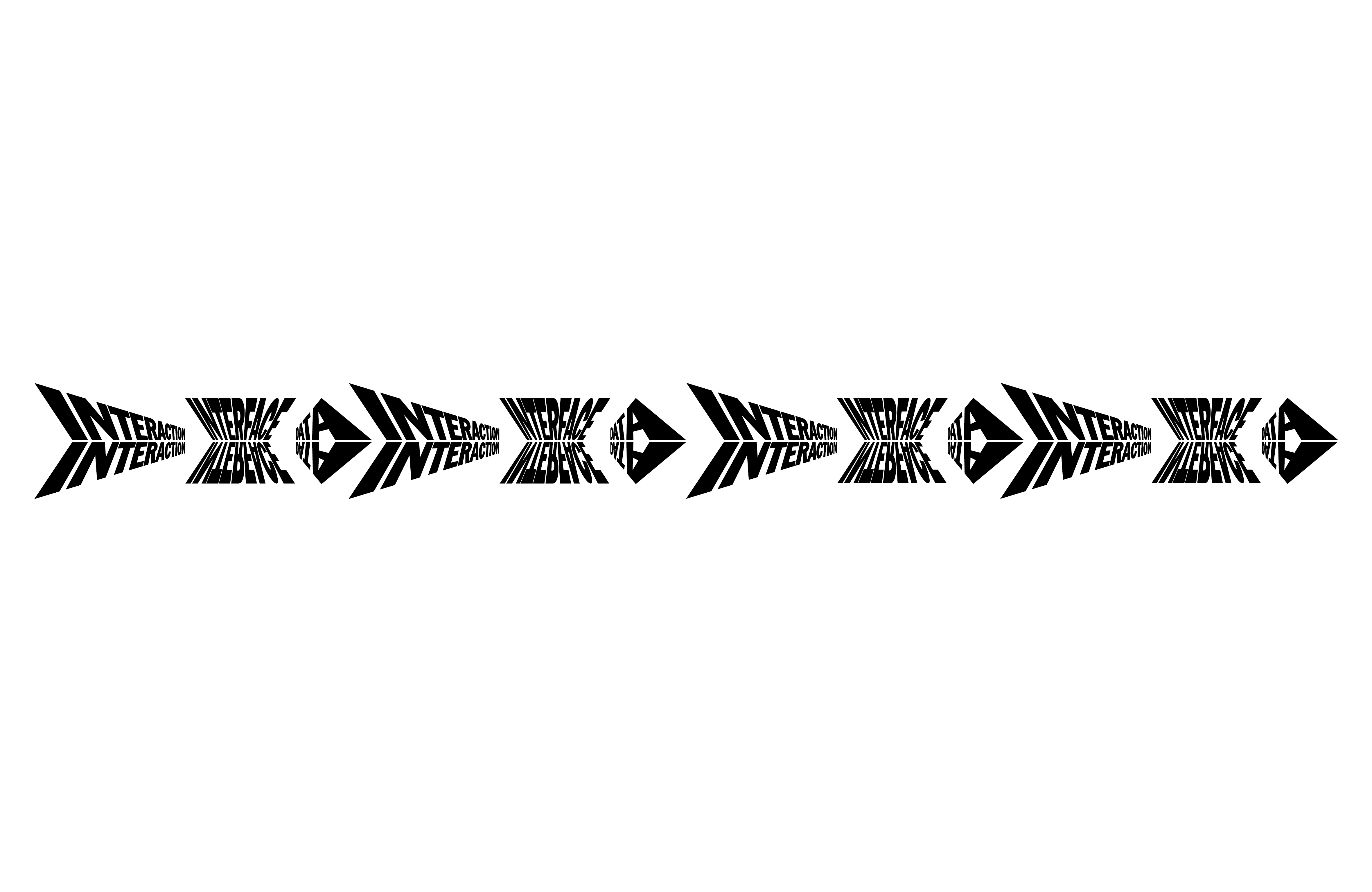 INTERACTION INTERFACE DATA set as a row of chevron forms.