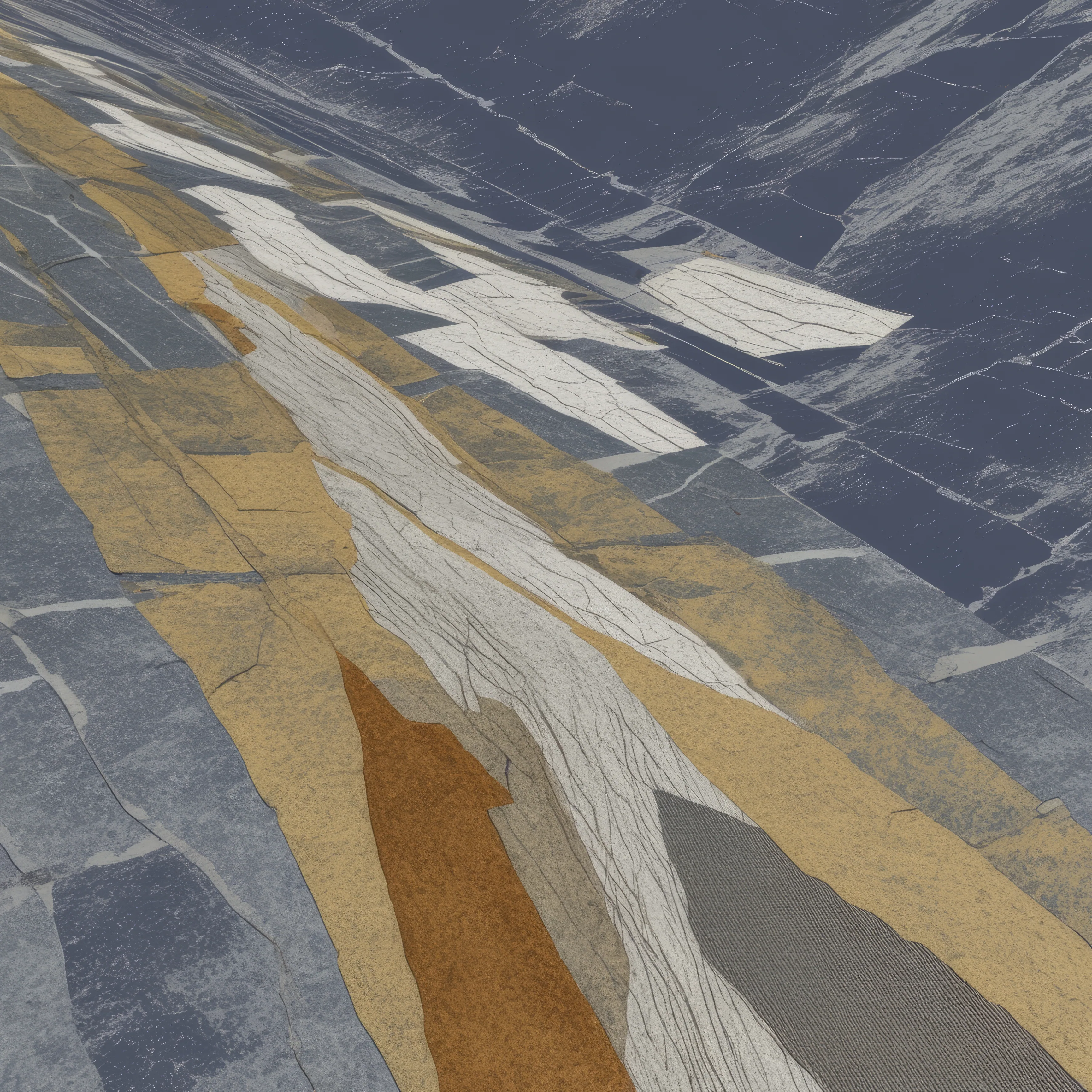 Aerial fields in ochre and blue.