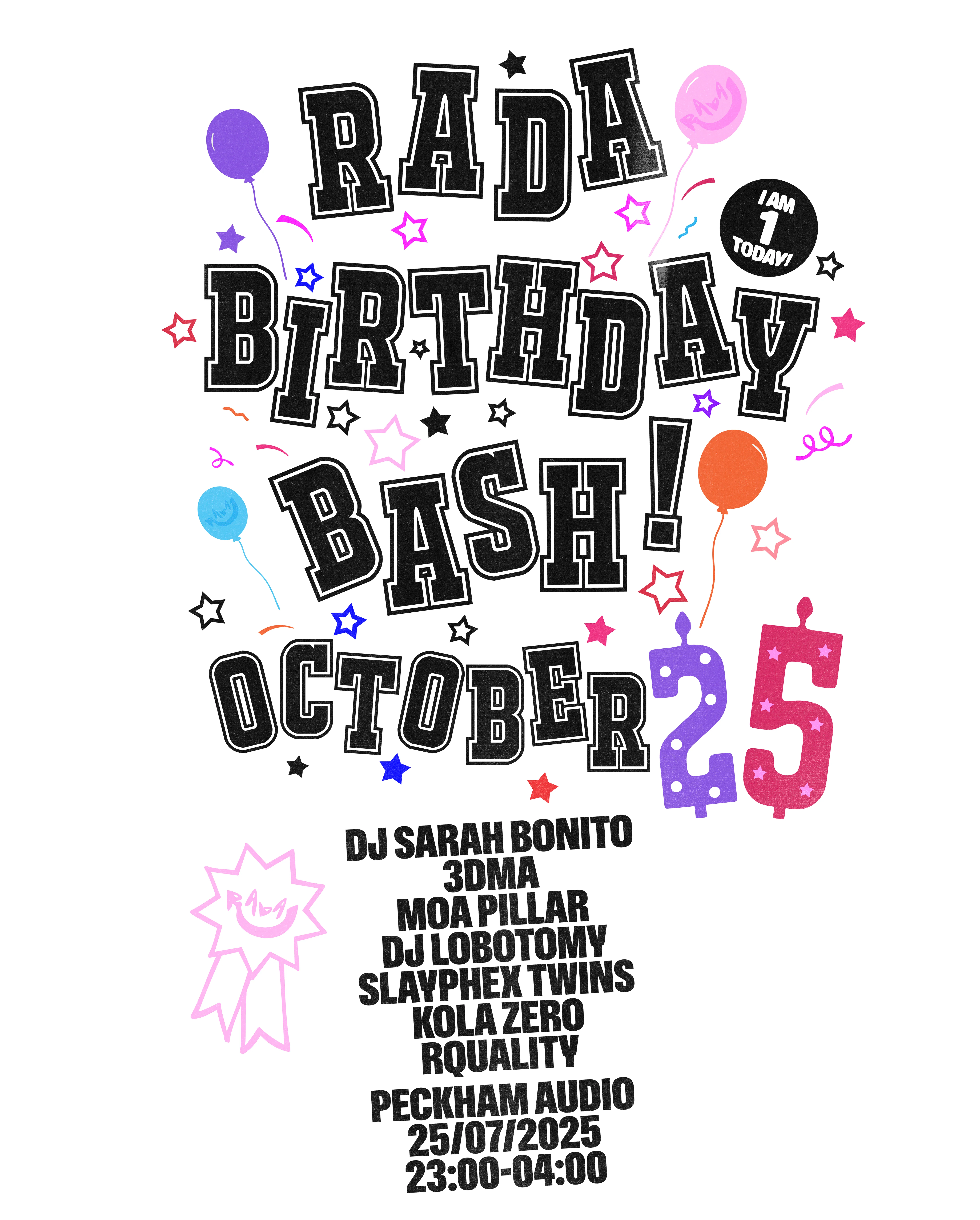 RADA Birthday Bash poster.