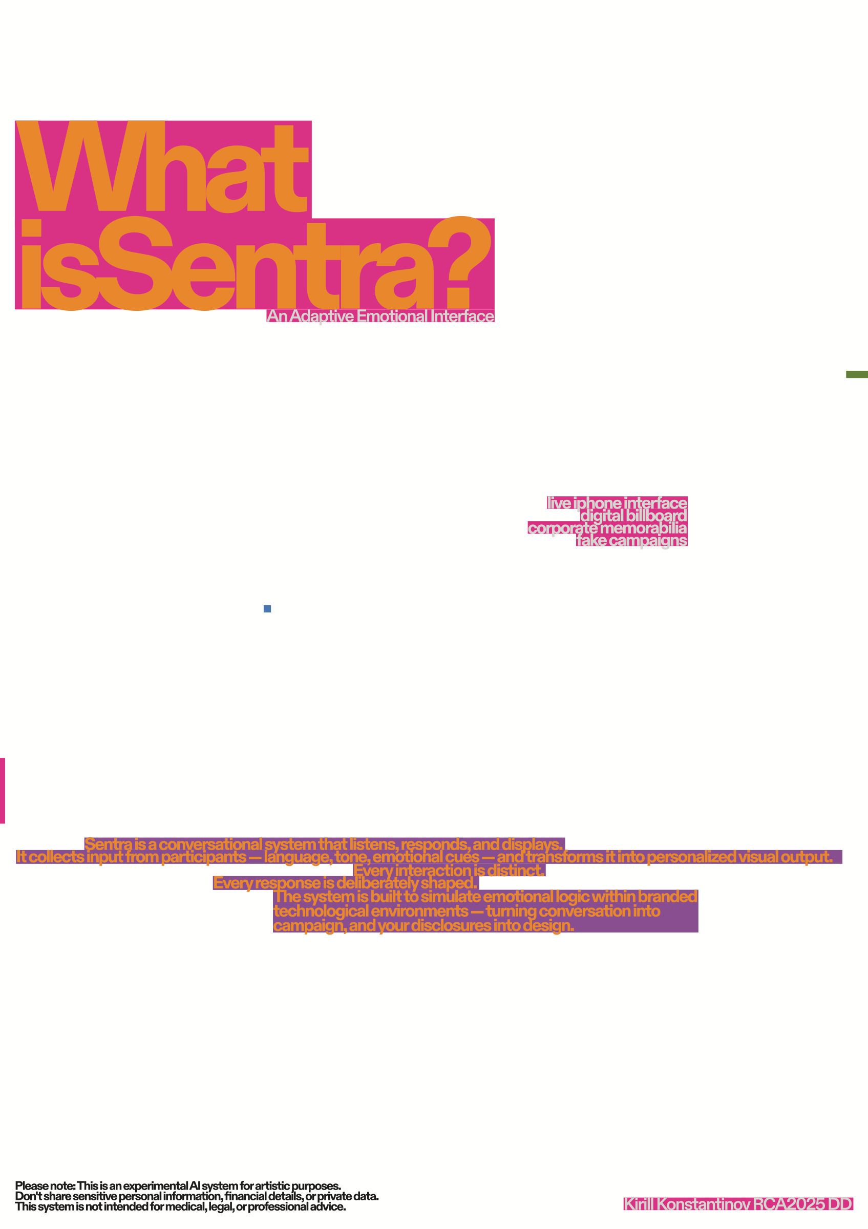 A1 poster: What is Sentra? An adaptive emotional interface.