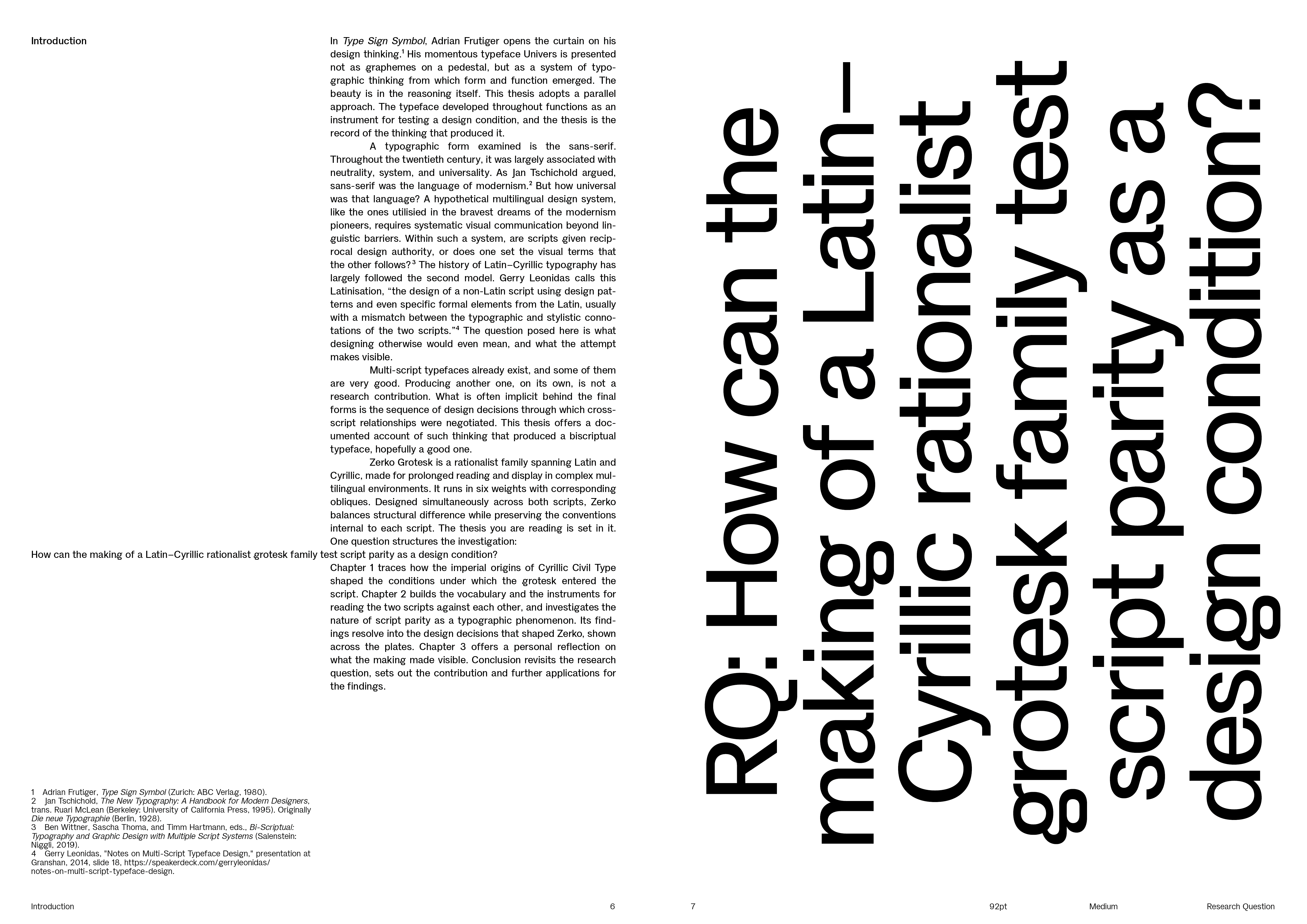 Spread from the Zerko Grotesk thesis.